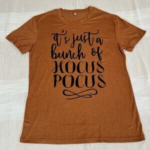 It's Just A Bunch of Hocus Pocus Halloween T Shirt Women's Size Large Orange L